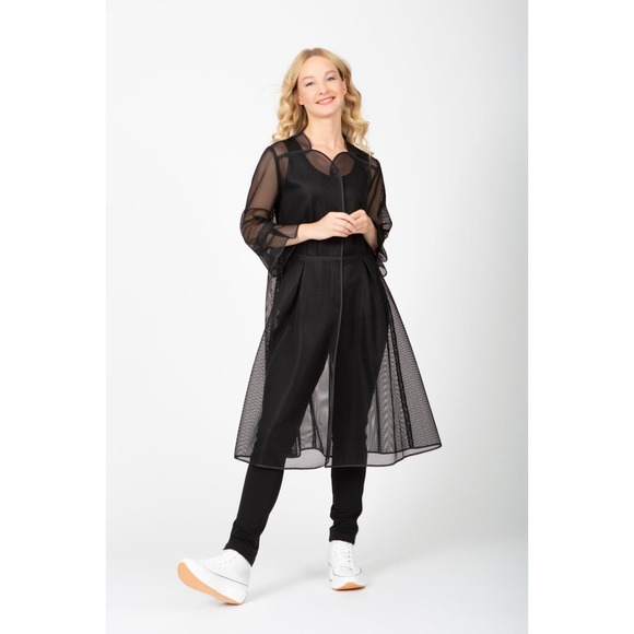 Berek Women's Long Mesh Coat Size M Black Beach Coverup Coat Sheer NWT